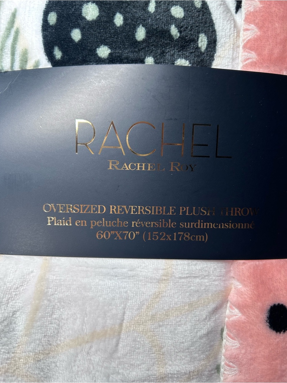 NWT Rachel Roy Halloween Pumpkin Reversible Plush Throw Blanket 60x70 Pink - Picture 2 of 12